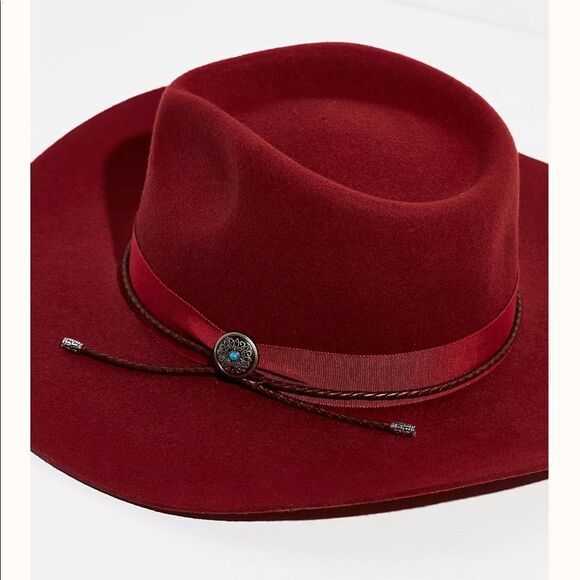 NWT Free People Mossant Harvest Moon Felt Hat Red Medium